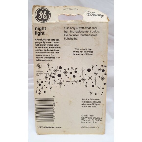 Vintage 1988 Disney Mickey Mouse Sorcerer's Apprentice Night Light GE H514 NOS - Picture 6 of 6